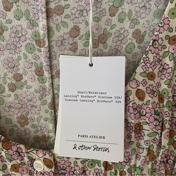& Other Stories Printed Button Up Midi Dress Floral rayon NWT 10 - Picture 6 of 9